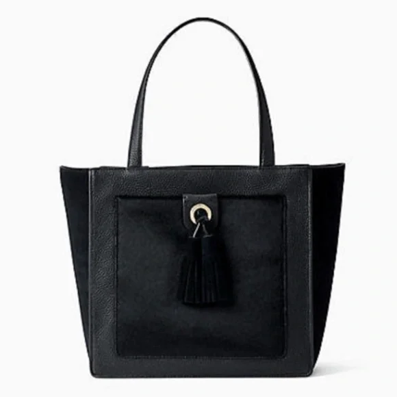 Kate Spade Kassandra Sequoia Avenue Tote Black suede leather EUC‎