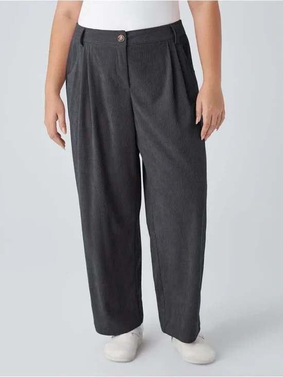 HALARA Mid Rise Zipper Pocket Plus Size Corduroy Casual Pants