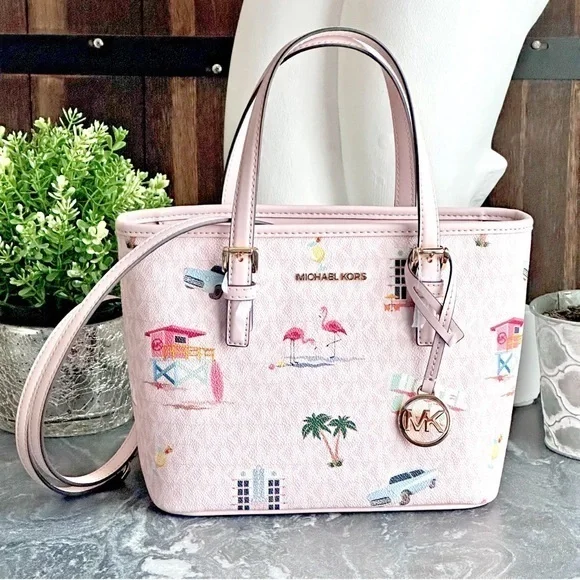 Michael Kors | Pink Jet Set Travel Tote Bag Crossbody | Hotel Kors Edition