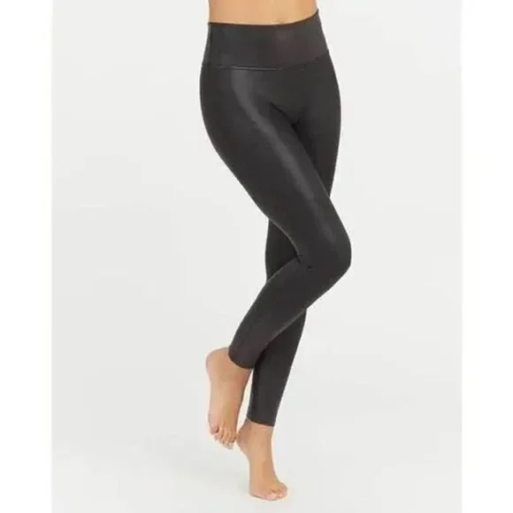 SPANX Faux Leather Leggings Sz S black‎