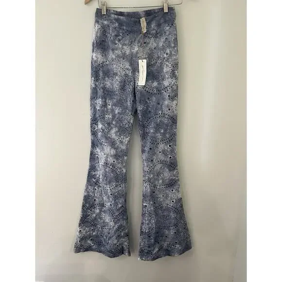 Jen’s Pirate Booty Gatsby Kesey Trousers Tie Dye Blue Eyelet Lace wide leg pants