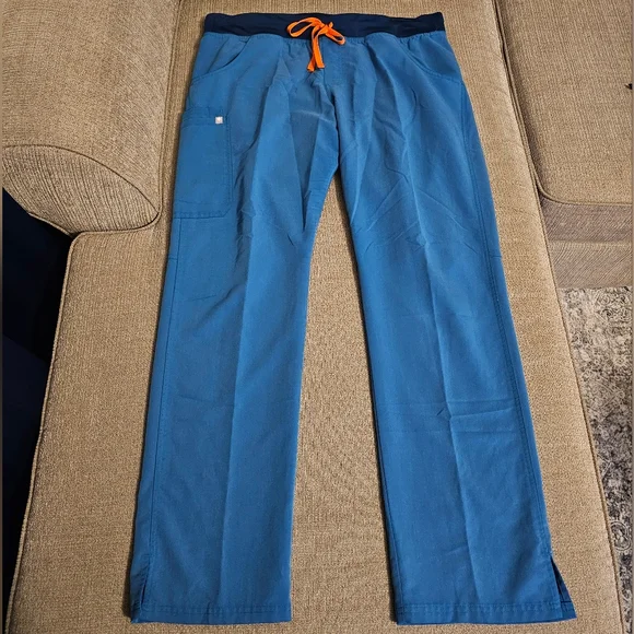 Figs Kade Cargo Blue Classic Straight Leg Scrub Pants Size XL Tall