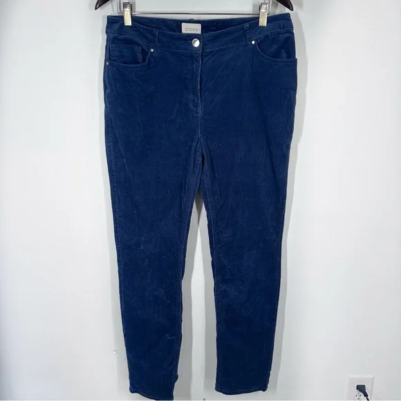 Chico's Navy Blue Corduroy Pants Size 1.5 10 Straight Leg This Wale