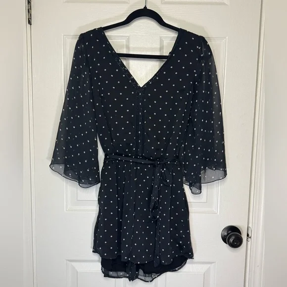 Abercrombie & Fitch Black and White Polka‎ Dot Romper