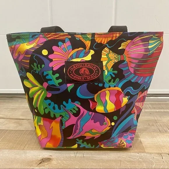 VINTAGE Hawaii Mini Tote Psychedelic Aquatic NWOT!