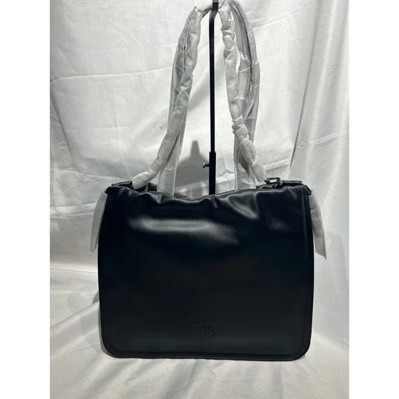 DKNY Halle DS Tote Black Faux Leather Shoulder Bag NWT