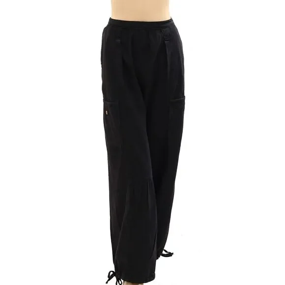 Free People High Waisted Pull-On Solid Pants Trouser Wide-Leg Cotton XS 285860