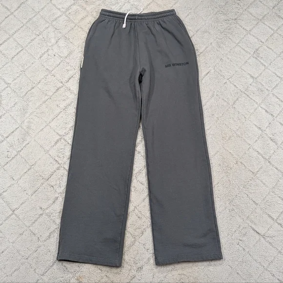 Mr Winston Sweatpants Womens M Gray Wide Leg Heavy Cotton Fleece Hi Rise