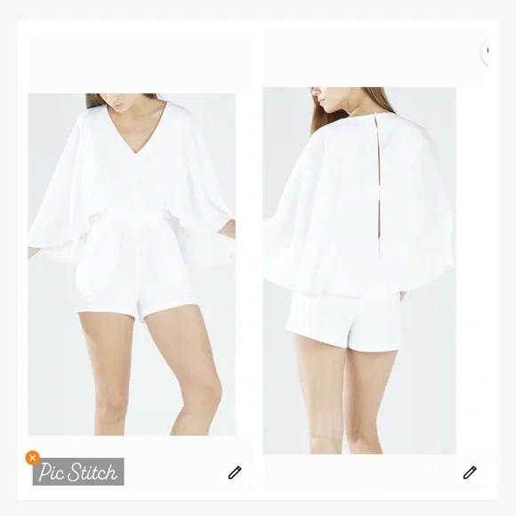 BCBGMAXAZRIA Indina Cape Romper White