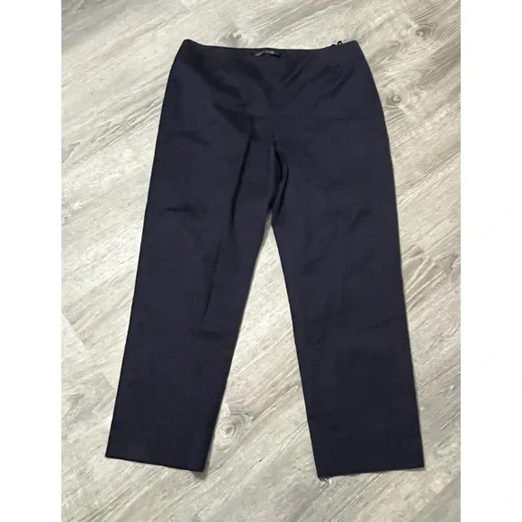 Lafayette 148 New York Navy Straight Leg Crop Pants Women's Size 8 33x25