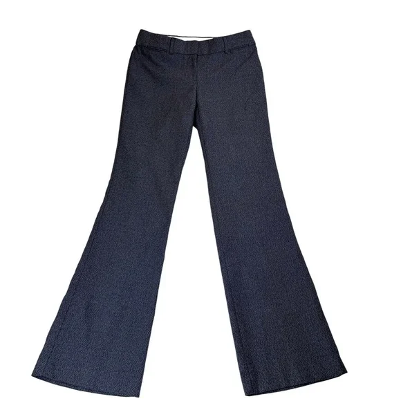 Loft Marisa Trouser Pants Blue White Textured Straight Leg Workwear- Women's 0