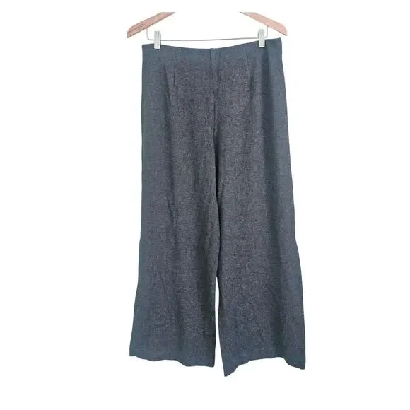 NWT J. Jill Wide Leg Pull On Trousers, Dark Gray Black Herringbone Size M Petite