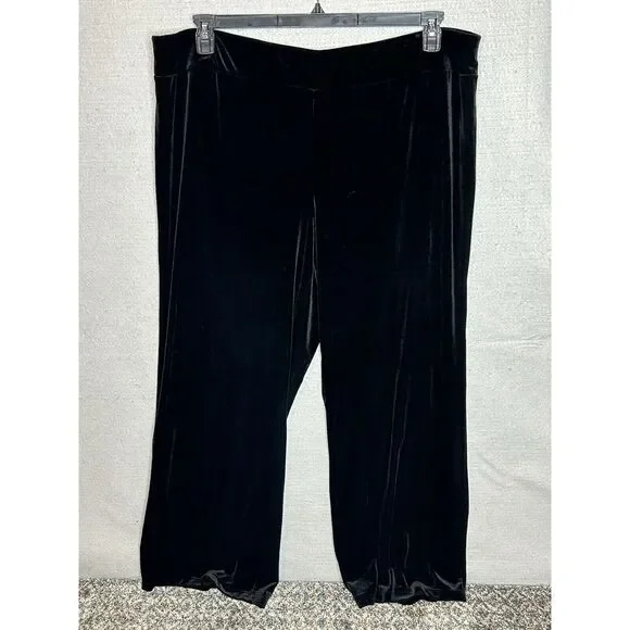 NWT Lane Bryant Womens 1X 22/24 Black Velvet Pull On High Rise‎ Wide Leg
