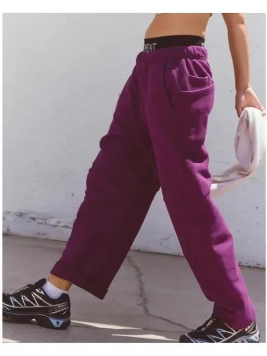 $78 Free People Movement Top Score Barrel Pants Womens Mulberry Cotton Small NWT