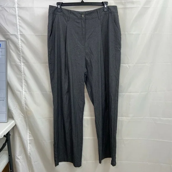 Wild Fable women's‎ pinstripe pleated wide leg relaxed trousers pants stretch 17