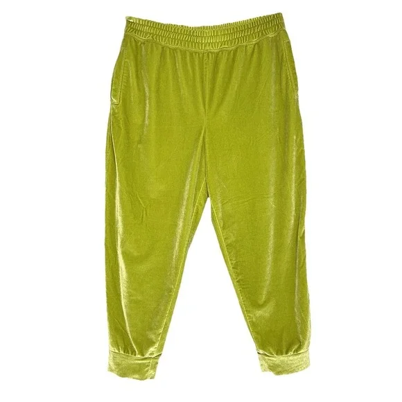 Fabletics Daria‎ Womens Velour Jogger Pants Acid Green XXL