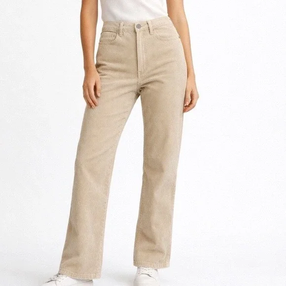 Faherty Womens 32 Beige Organic Cotton Corduroy Straight Leg Pants NWT