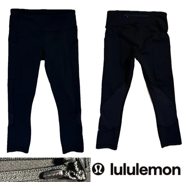 🖤Capri Drawcord Leggings | Rear Back Zipper Pocket & 2 Side Slip-In Pockets | 4