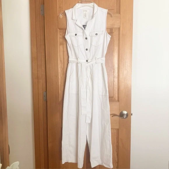 Denim jumpsuit from Jessica Simpson, Size Medium, Cream, 100% Cotton, NWT