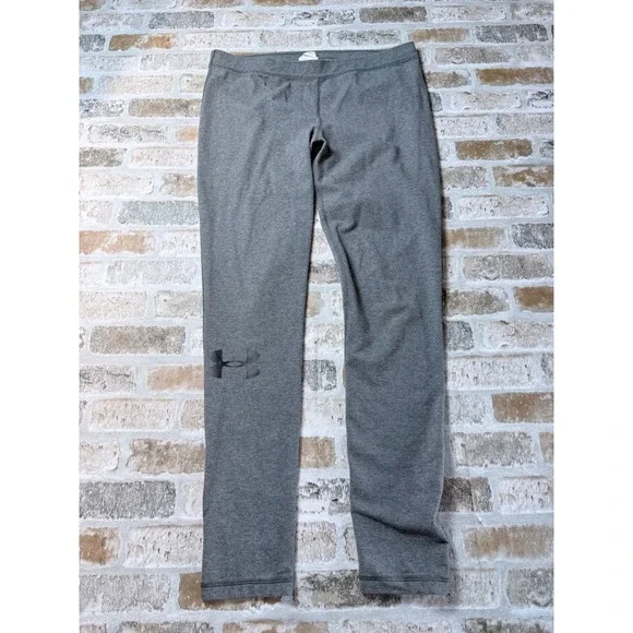 Under Armour HeatGear Grey Fitted Leggings Womens Large Athletic Pants Heathered