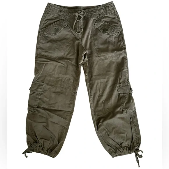 Ann Taylor Loft Marisa Olive Green Cropped Cargo Jogger Style Pants 2