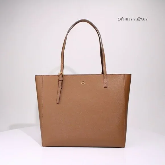 Tory Burch Large Leather Emerson Tote In Moose Brown