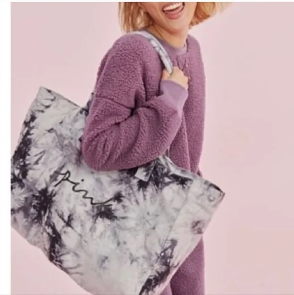 Victoria’s Secret PINK Tye Dye Grey Marl Canvas Weekender Tote Bag BNWT