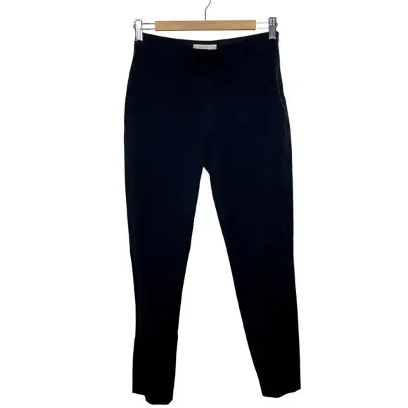 Everlane High Rise Cotton Pants Black Womens 4 Side Zipper Tapered Minimalist