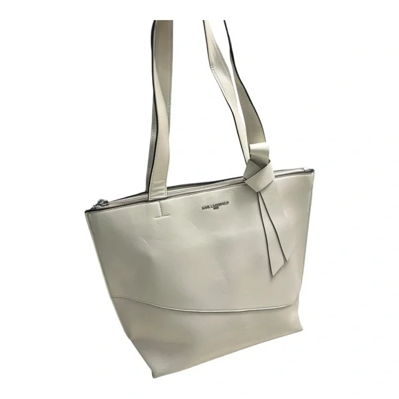 Karl Lagerfeld Cream Tote with Bow Detail