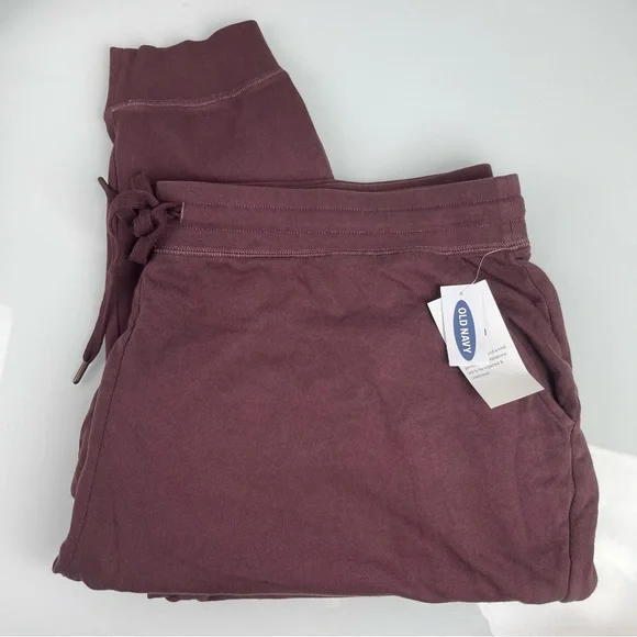 Old Navy Pants Joggers Sweats New Rib Ankle Cuff Tie Waist Fleece High Rise Knit
