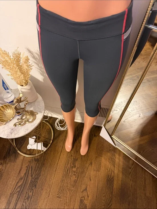 lululemon athletica Black Capri Leggings with Pink Trim
