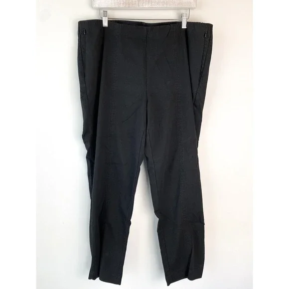 J Jill Womens Essential‎ Cotton Stretch Pants 18 Black Pull On Elastic Waist