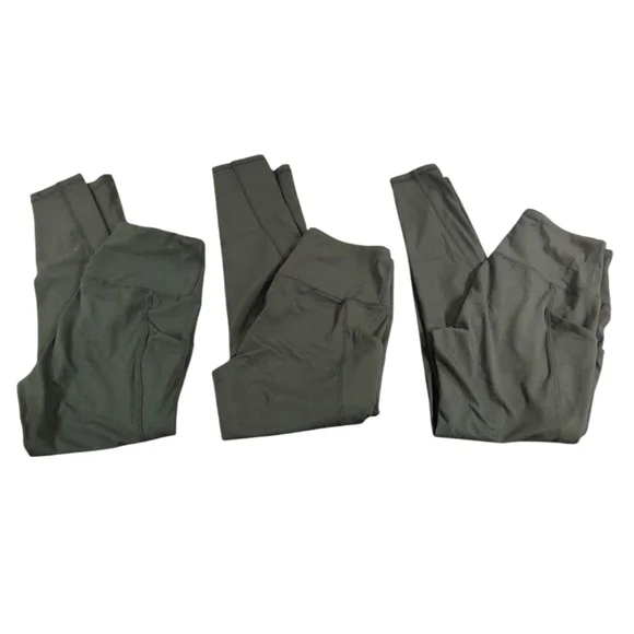 EUC Bundle Of 3 Black Athletic Cropped Leggings W/ Pockets Size M