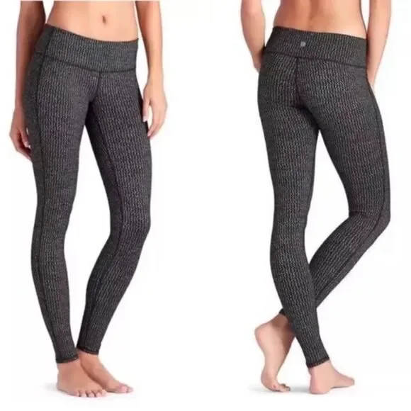 Athleta Chaturanga Heartbeat Tights - Black/Silver