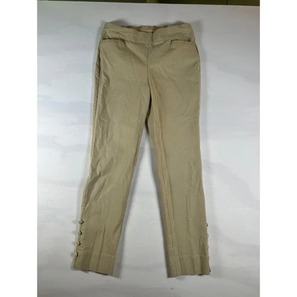 Chicos OR Khaki Straight Leg Button Detail Pants Women Trousers