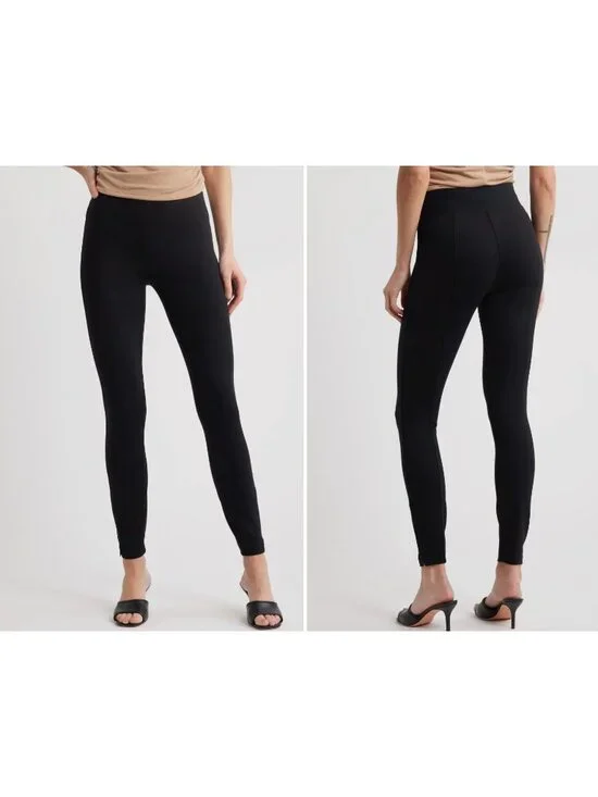 SPANX Super Smooth Perfect Fit Ponte Zip Black Leggings Women's Size Medium
