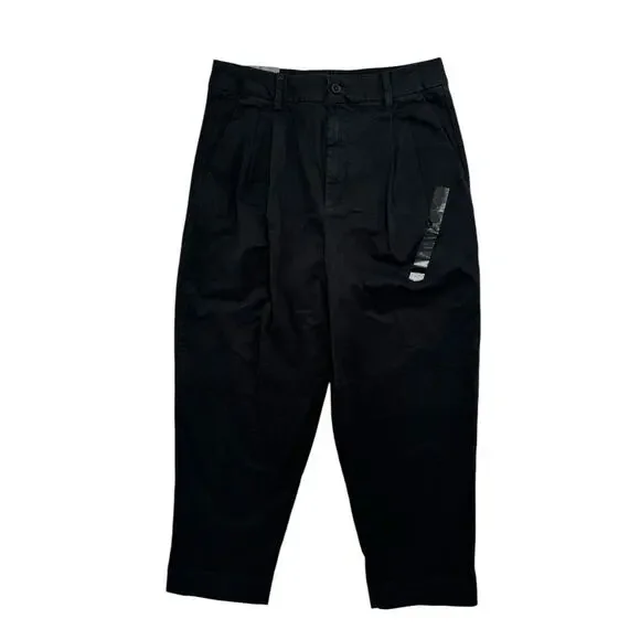 BANANA REPUBLIC *NEW* Authentic Chino Pleated Crop Pant in Black Size 12 Womens
