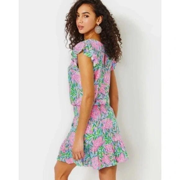 Lilly Pulitzer French Blue Turtely In Love Ravi Short Sleeve Romper XL