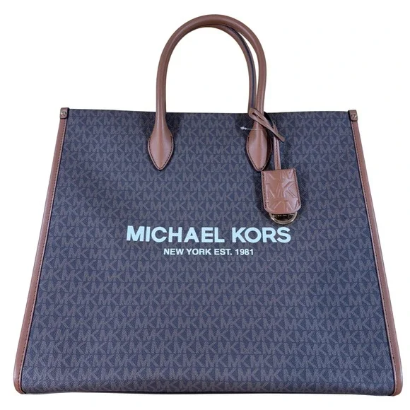 Michael Kors Mirella Large NS Brown Tote Signature Logo Bag