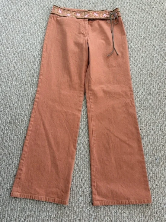 Anthropologie Fei Embroidered Tie Waist Pant
