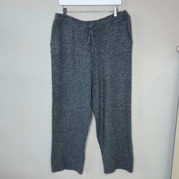 DKNY Women's Cashmere Blend Sweater Knit Pants High Rise Heather Grey Size Large