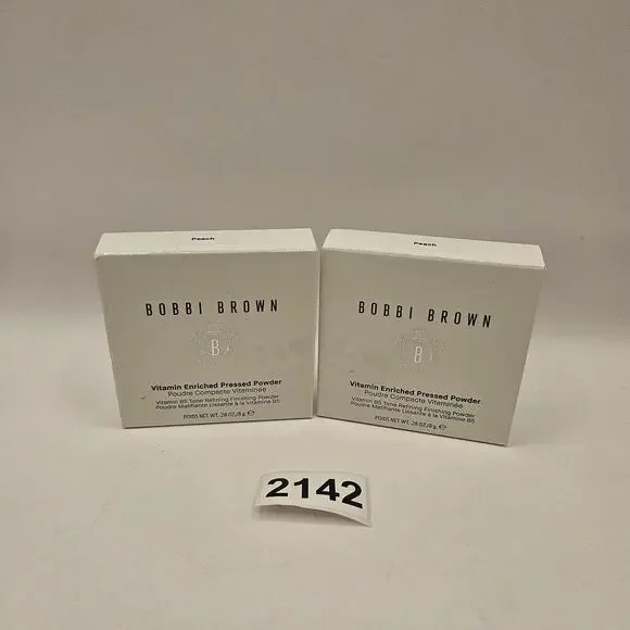 LOT OF 2 BOBBI BROWN PEACH VITAMIN ENRICHED PRESSED POWDER 0.28oz NIB