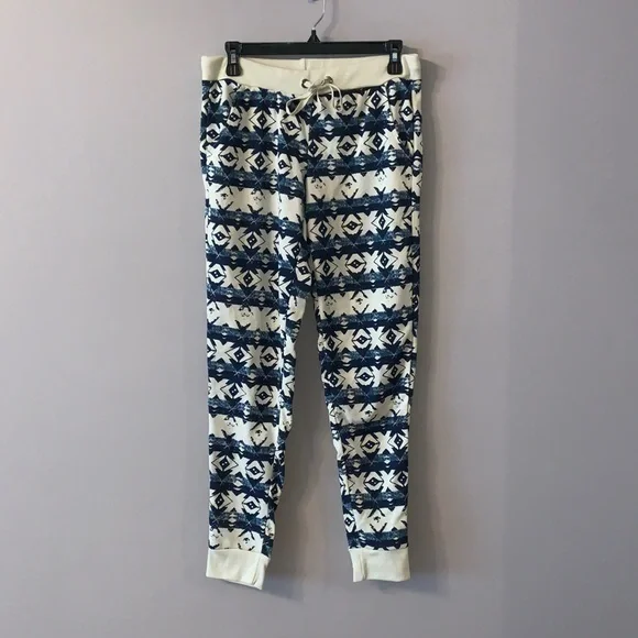 Blue and cream Aztec print sweatpant jogger S Rue21