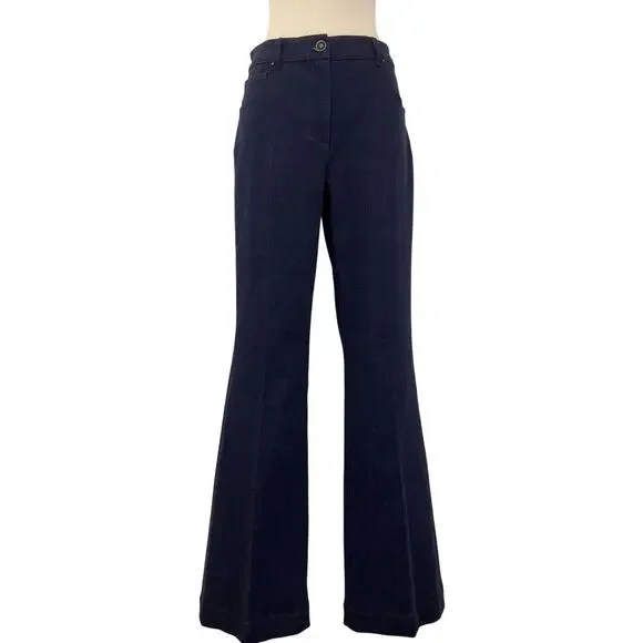 Giorgio Armani High Waisted Five Pockets Flare Leg Jeans Dark Denim | Fit US10
