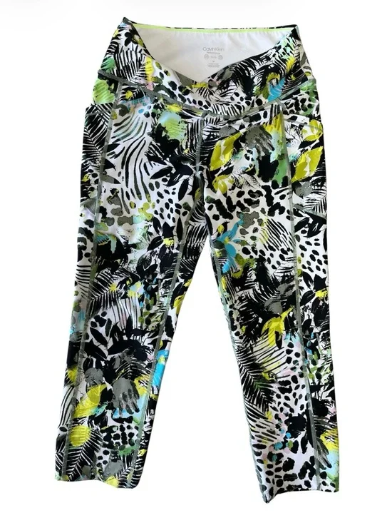 Calvin Klein Performance Tropical Animal Print Capri Leggings - Size M