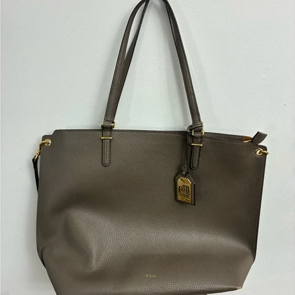 Ralph Lauren Brown Leather Tote with Gold Accents