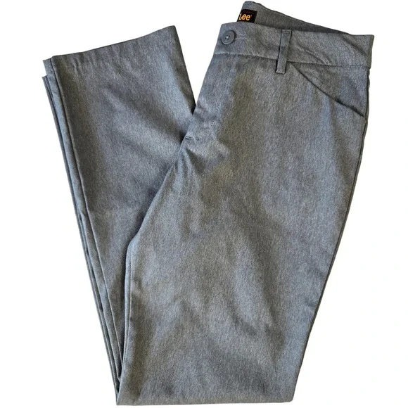 Lee Women's Gray Wrinkle Free Straight Leg Dress‎ Pants Size 8 M Office Travel