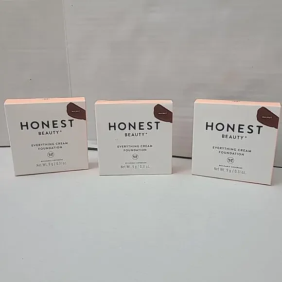 Lot Of 3 Honest Beauty Everything Cream Foundation New .31 Oz Walnut