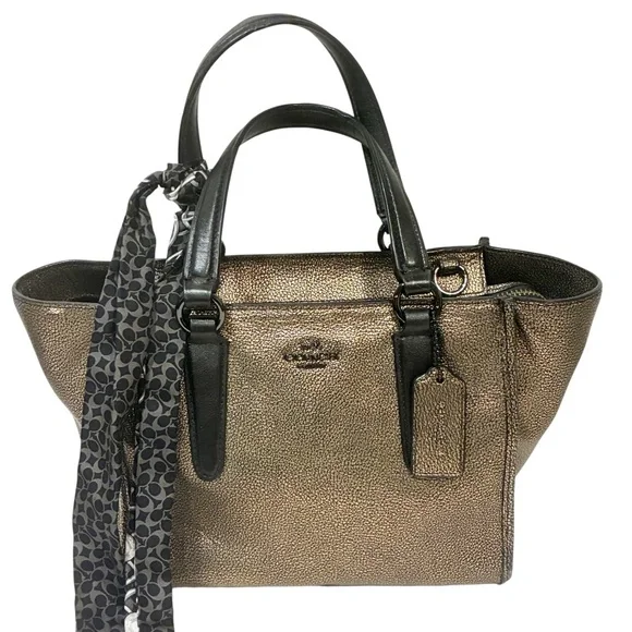 COACH Crosby Mini Carryall in Metallic Gold Leather‎ Handbag Tote