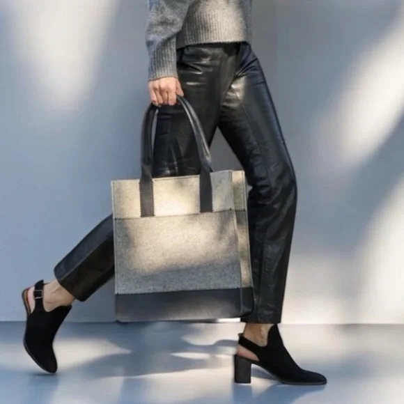 NEW! GRAF LANTZ JAUNT MERINO WOOL FELT TOTE GRANITE/BLACK